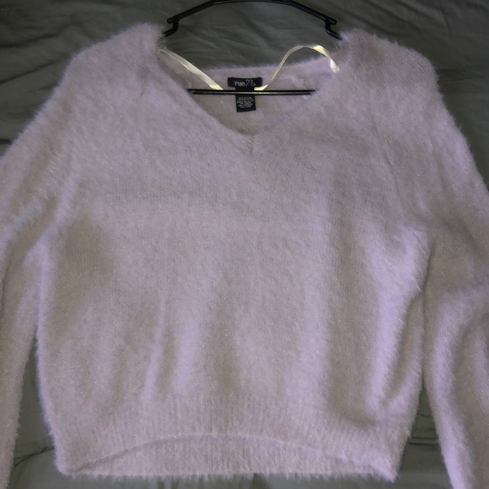 lavender fuzzy sweater